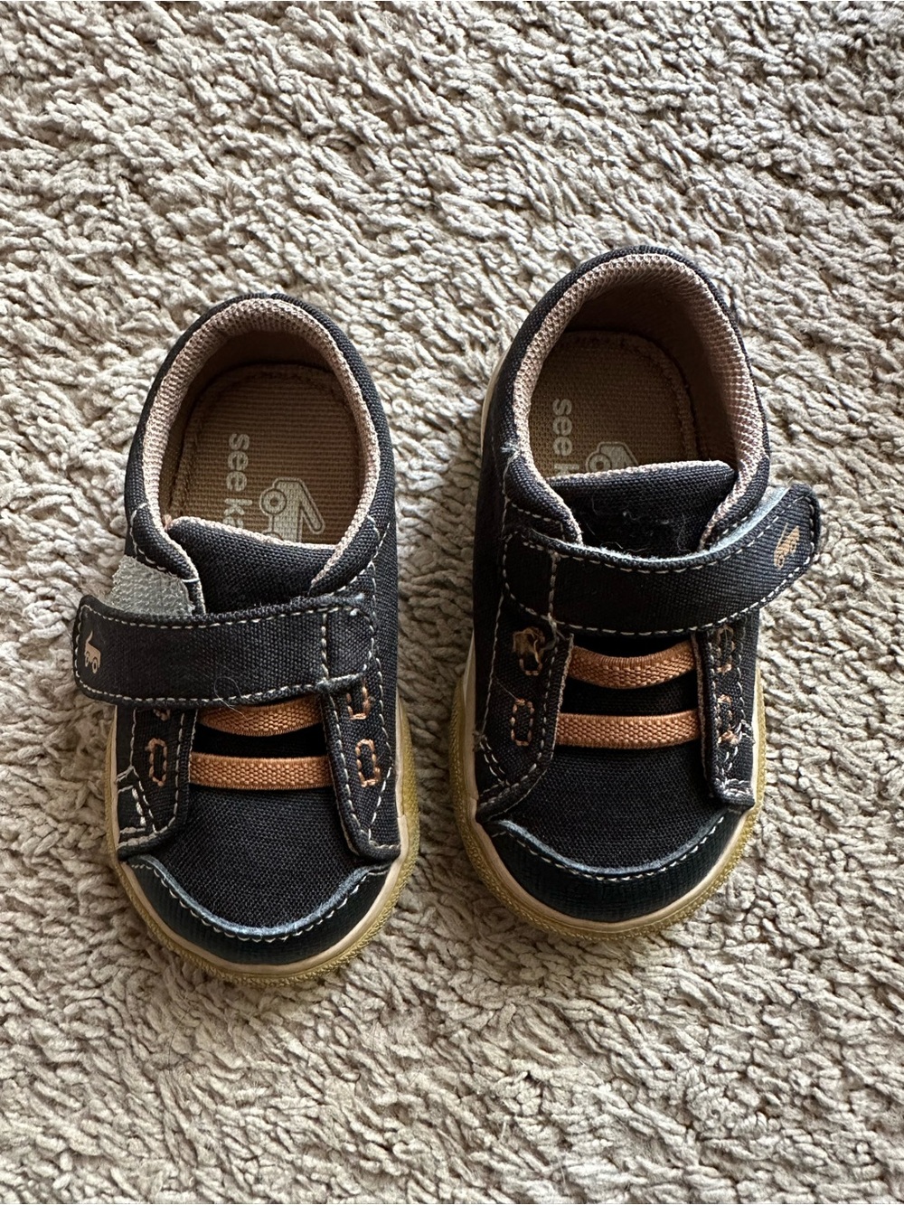 See Kai Run Black and Tan Toddler Canvas Hook-and-Loop Sneakers baby